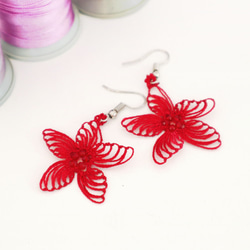 OYA Needlelace earrings [STELLA] Ruby Red 第3張的照片