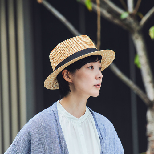 カリマ Karima ポークパイハット 麦わら帽子 ブラックリボン 57.5cm