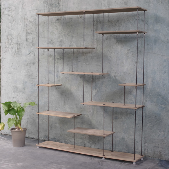 wood iron shelf 1500*1200*225〈グレイッシュカラー〉 2枚目の画像