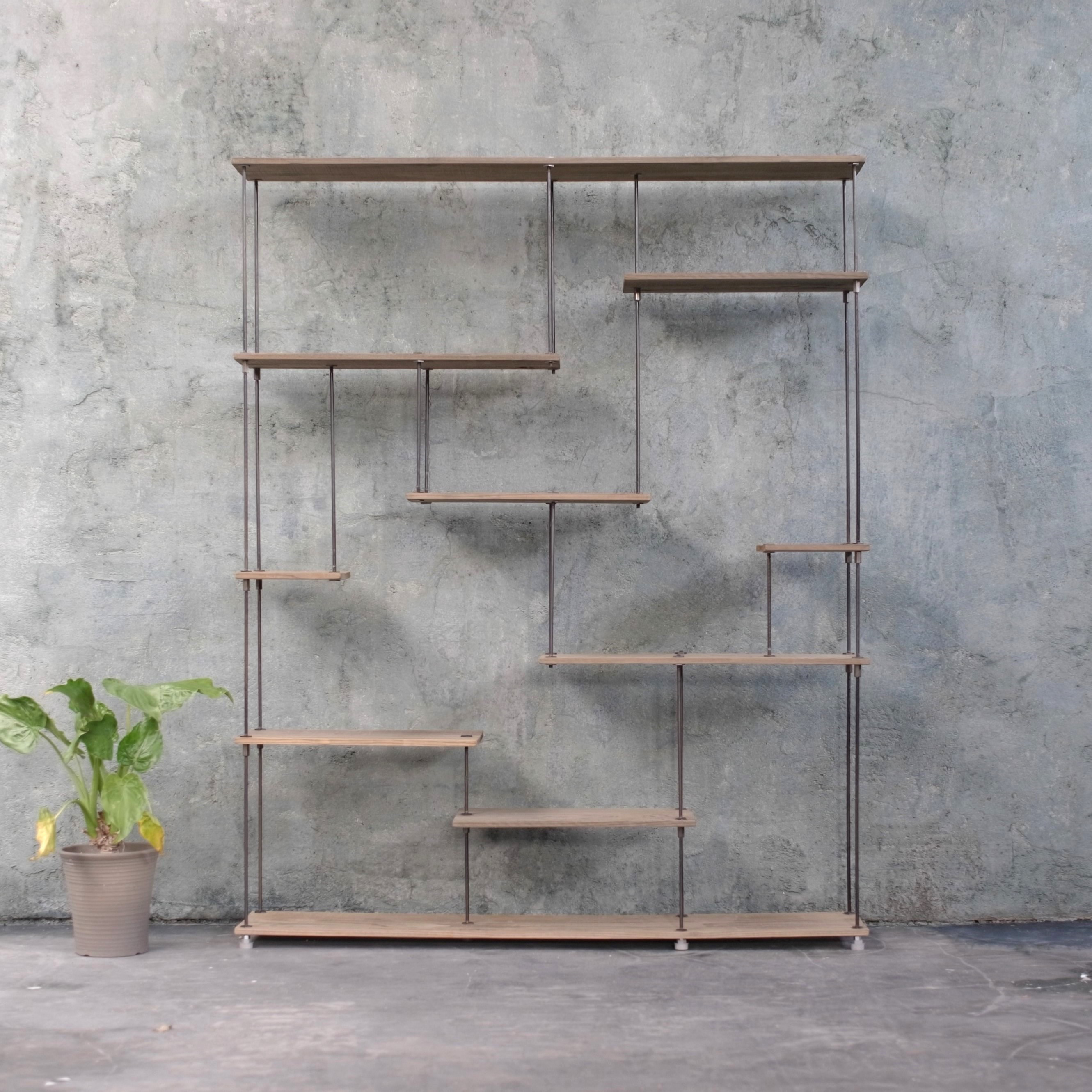 wood iron shelf 1500*1200*210〈グレイッシュカラー〉 ウッド アイアン シェルフ 観葉植物