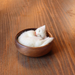 送料400円★木のカップ猫◆たま　Φ10cm 6枚目の画像