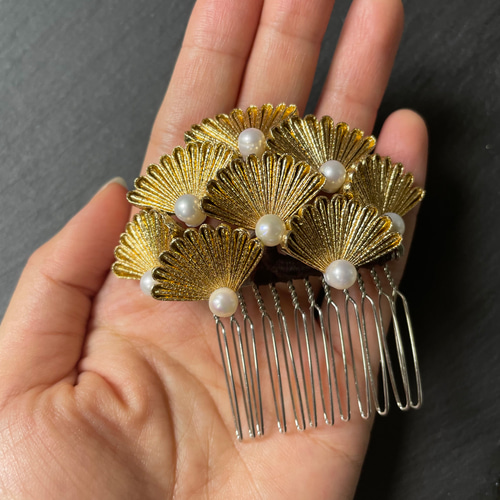 つまみ細工】金の松(淡水パール) かんざし 花暦ぴりか 通販 5161228