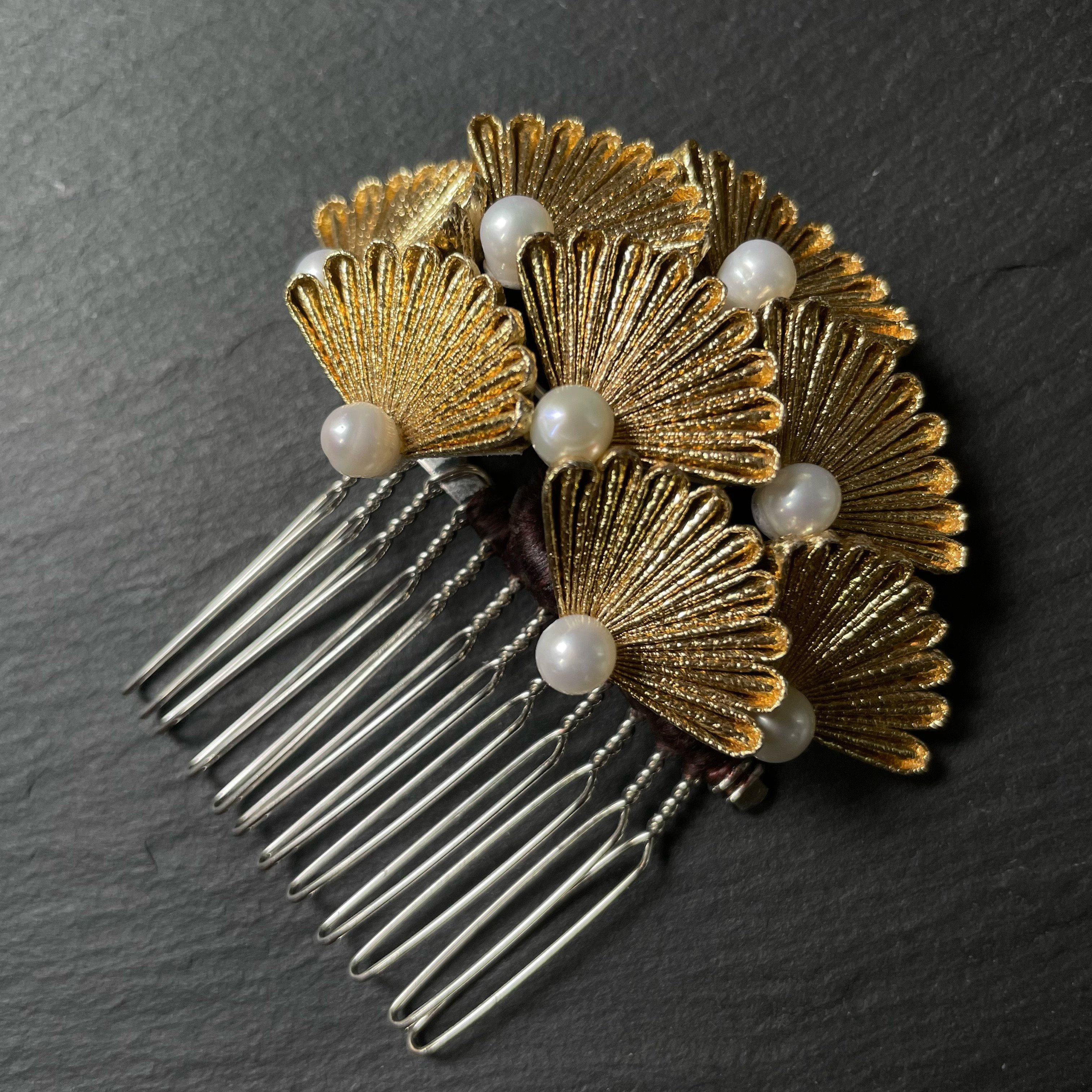 つまみ細工】金の松(淡水パール) かんざし 花暦ぴりか 通販