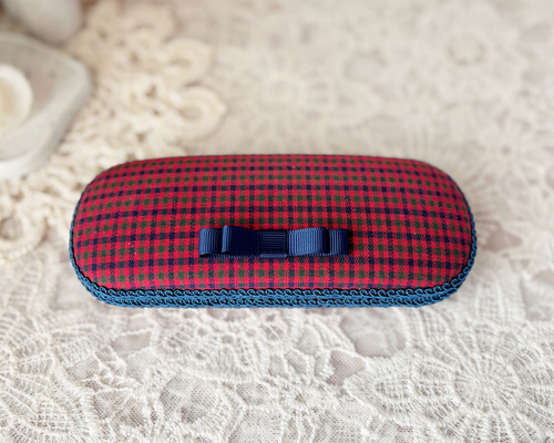 希少　ファミリア　familiar メガネケース　廃盤 リニューアル】再販⑩超メガネケース ファミリア風赤チェック メガネ