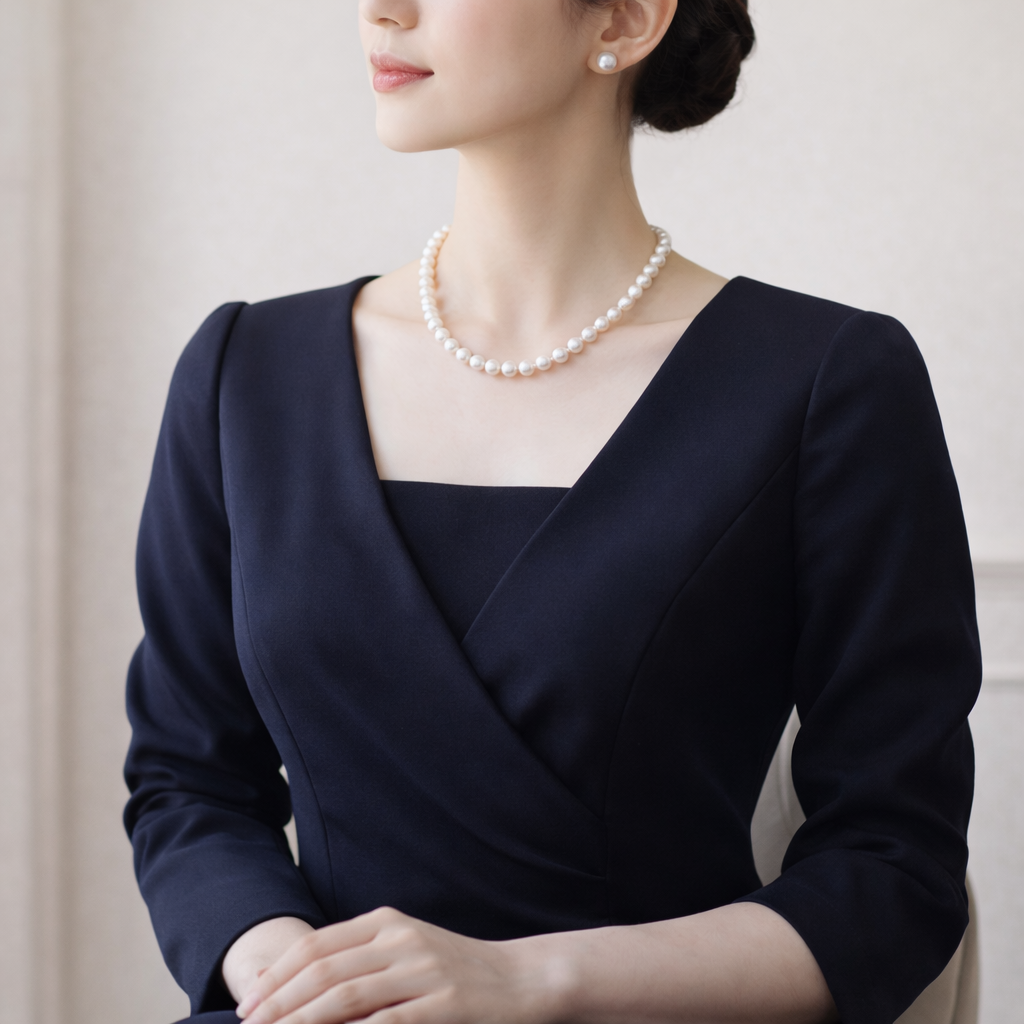 貝パール8mm・40cm一連ネックレス　～Eirene