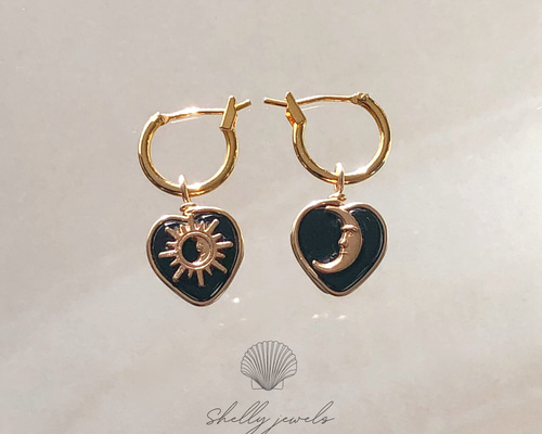 オニキス & ムーンストーン ピアス ハワイ BellaAnela #639 オニキス & ムーンストーン ピアス ハワイ BellaAnela #639