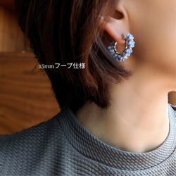 歐洲藍陶 清爽粉蝶 藍色鈦合金柱圈耳環或耳環 第7張的照片