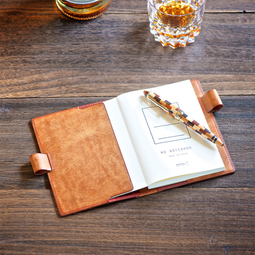 ペンホルダー付き A6ノートカバー カラーオーダー 手帳カバー 革