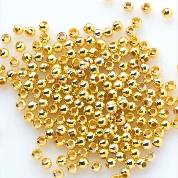 金屬珠子★3mm/金色/約180顆★球零件間隔珠配件(bizu3-g180) 第2張的照片