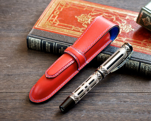 オマス オジバ ダークグリーン 万年筆 ケース付き 生産終了品 1本挿し万年筆ケース カラーオーダー ペンケース 革小物yoshii