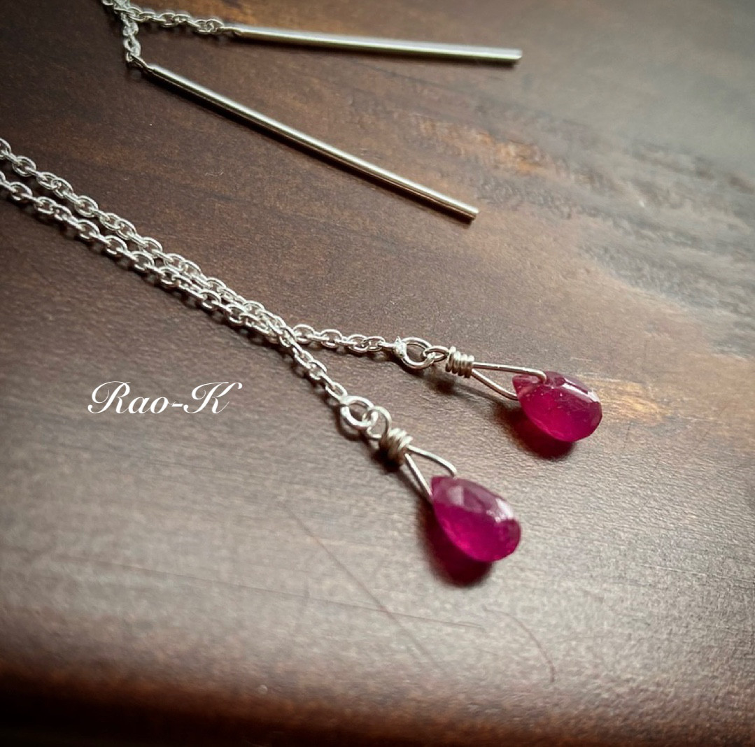 ✨silver925ルビーのアメリカンピアス