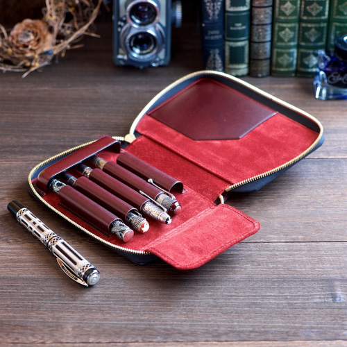 あい様　オーダーページ　4/8 ラウンドファスナー万年筆ケース 5本挿し カラーオーダー ペンケース