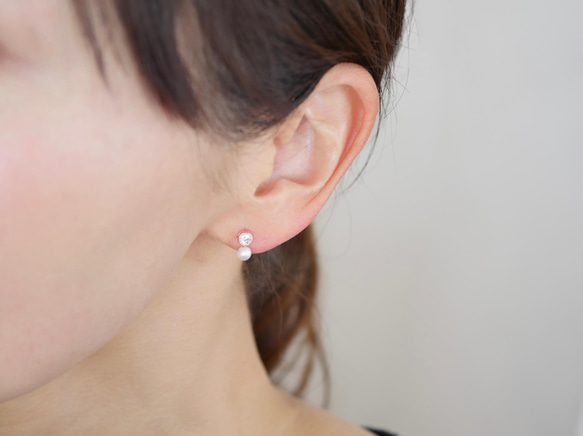 玫瑰金珍珠耳環 第1張的照片