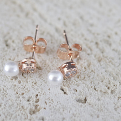 玫瑰金珍珠耳環 第3張的照片