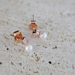 玫瑰金珍珠耳環 第2張的照片