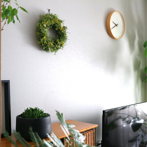 アーティフィシャルフラワーのリース ミモザ 32cm アートフラワー Bleu