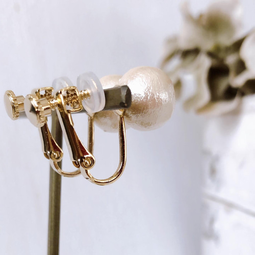 コットンパールイヤリング】キスカ 10mm cotton pearl earrings