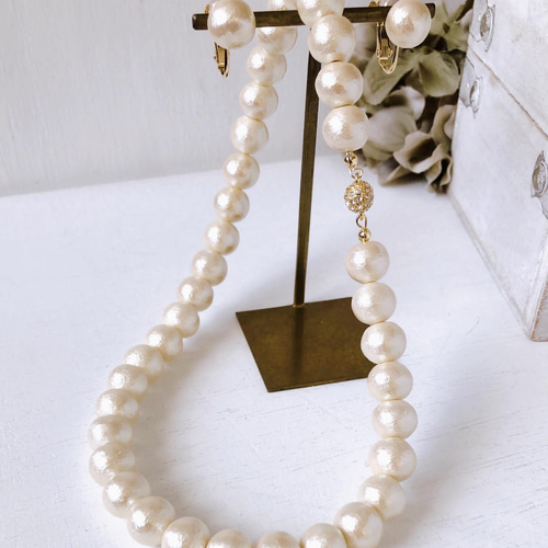 コットンパールイヤリング】キスカ 10mm cotton pearl earrings