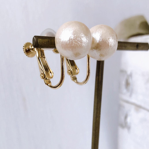 コットンパールイヤリング】キスカ 10mm cotton pearl earrings