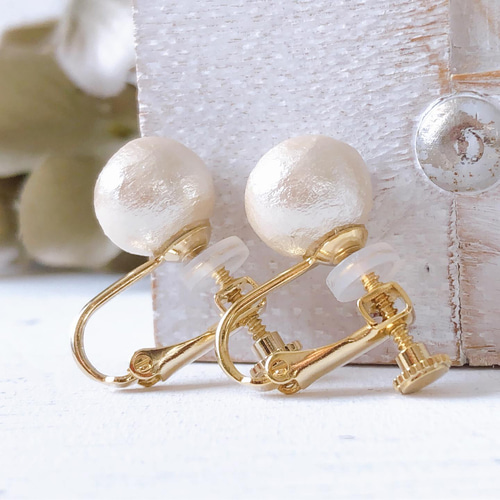 コットンパールイヤリング】キスカ 10mm cotton pearl earrings