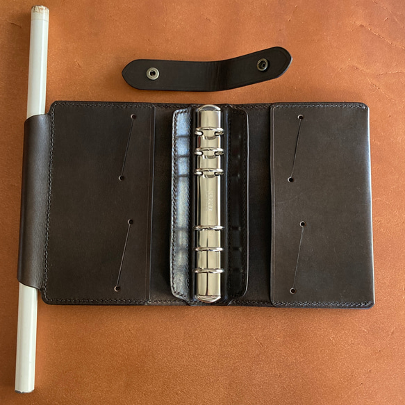 【聖經/深棕】圓柱形筆筒系統筆記本SNBH-002dbn Nume leather leather notebook noteb 第12張的照片