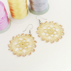 OYA Needlelace earrings [CRYSTAL] Yellow Gold 第2張的照片