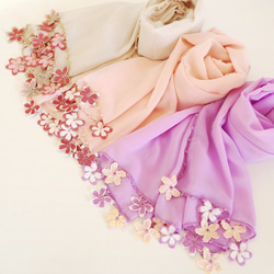 [Resale] OYA chiffon shawl [SAKURA] Baby Pink 第6張的照片