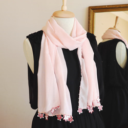 [Resale] OYA chiffon shawl [SAKURA] Baby Pink 第4張的照片