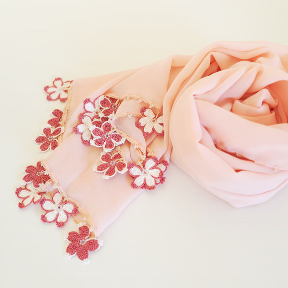 [Resale] OYA chiffon shawl [SAKURA] Baby Pink 第5張的照片