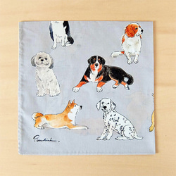 犬 のハンカチ - コットン・すこし大きめ - スカーフにも 2枚目の画像