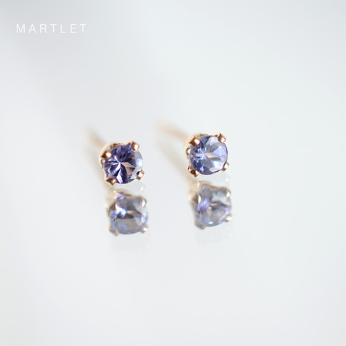 14kgf タンザナイト(4本爪/3mm) 天然石ピアス 12月誕生石 ピアス