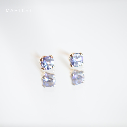 14kgf タンザナイト(4本爪/3mm) 天然石ピアス 12月誕生石 ピアス