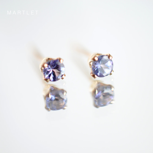 14kgf タンザナイト(4本爪/3mm) 天然石ピアス 12月誕生石 ピアス