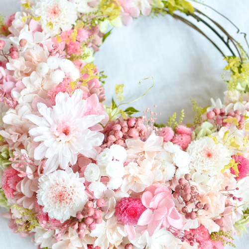 さくら三日月リース25㎝ プリザーブドフラワー ピンク 春リース 春