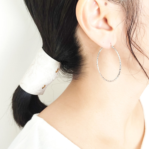 【TATIANA】(Silver925) Fly Ribbon Pearl Hoop ピアス 早期完売☆TATIANA☆Fly Ribbon Pearl Hoop earrings SILVER925