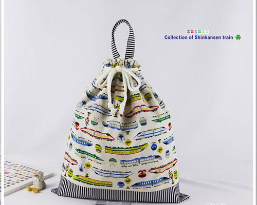 ハンドメイドお着替え袋 ナップサック ／持ち手付き巾着袋 クロクマくん オンライン ショッピングハンドメイド・手芸 - ハンドメイドお