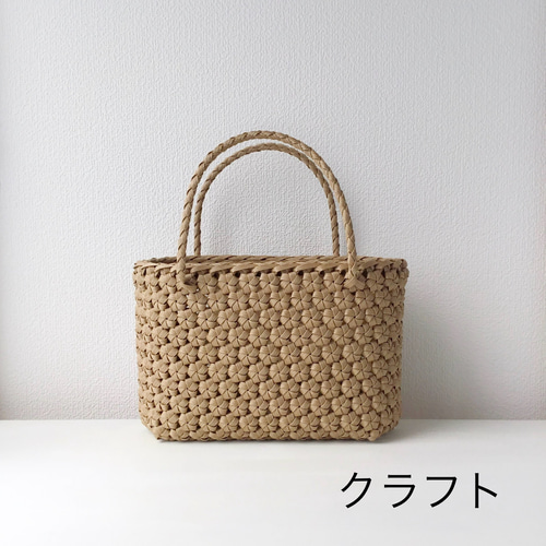 色選べます】花結び編みの大きなかご【受注製作】 かごバッグ S