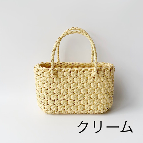 色選べます】花結び編みの大きなかご【受注製作】 かごバッグ S・K