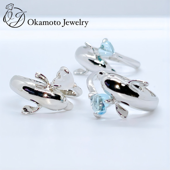 セール☆イルカ デザイン リング K18 天然ダイヤ 天然ルビー 指輪