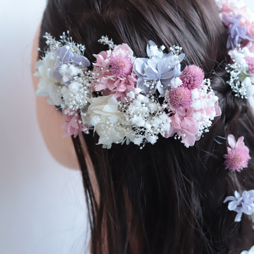 可憐リースブーケ、ブートニア、花かんむりセット 造花】ローズガーデン風リースブーケ 【結婚式 フラワー 造花