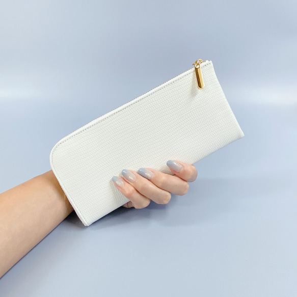 薄くて軽くて大容量な長財布 14ZipWallet ホワイトリザード Squeeze 日本製 3枚目の画像