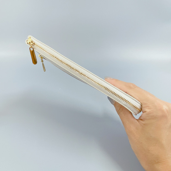 薄くて軽くて大容量な長財布 14ZipWallet ホワイトリザード Squeeze 日本製 5枚目の画像