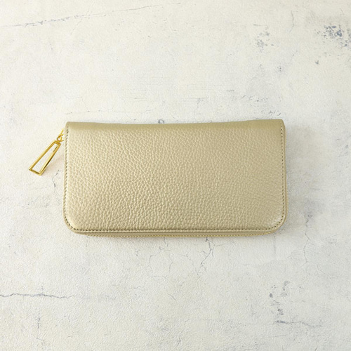 アテニア　長財布　シャンパンゴールド オウレンティ イタリア製スリム長財布（シルバー・シャンパン