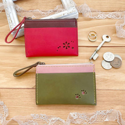 色を選べる 本革パスケース ＊小銭入れ付《名入れ無料》《オーダー  