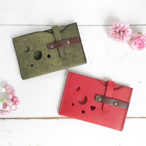 色を選べる 本革パスケース＊薄型《名入れ無料》《オーダーメイド  