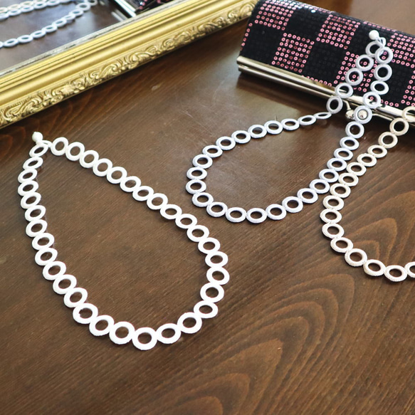 OYA crochet 50cm necklace [RING Pearl] Sugar White 第6張的照片