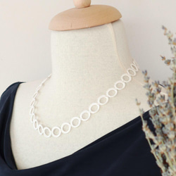 OYA crochet 50cm necklace [RING Pearl] Sugar White 第1張的照片