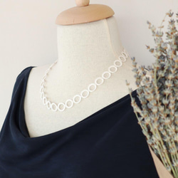 OYA crochet 50cm necklace [RING Pearl] Sugar White 第4張的照片