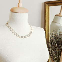 OYA crochet 50cm necklace [RING Pearl] Sand Beige 第5張的照片