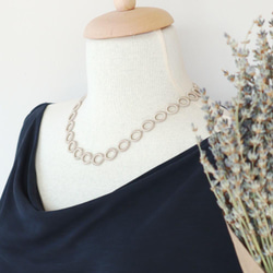 OYA crochet 50cm necklace [RING Pearl] Sand Beige 第4張的照片